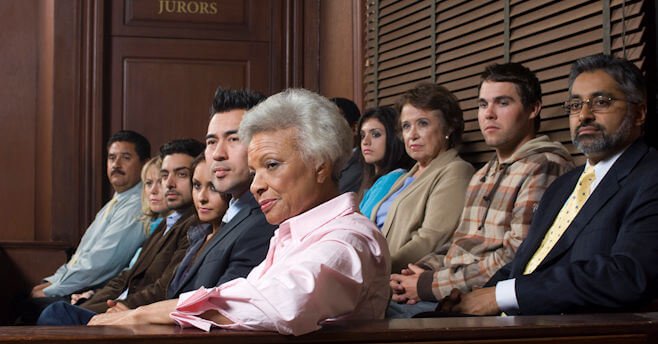 jurors in a courtroom 